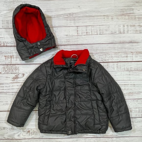 Boys Calvin Klein Puffer Jacket with Removable Hood - Picture 2 of 9